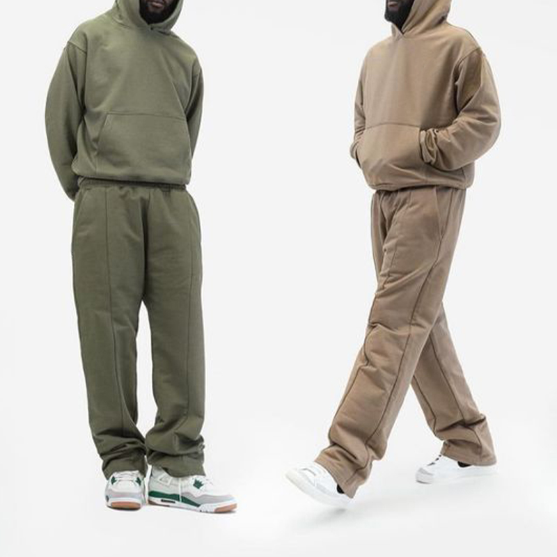 Men&#39;s Designer Clothing Cropped Hoodie Sweatshirts Manufacturer Men Puff Print Hoodie And Sweatpants Set 