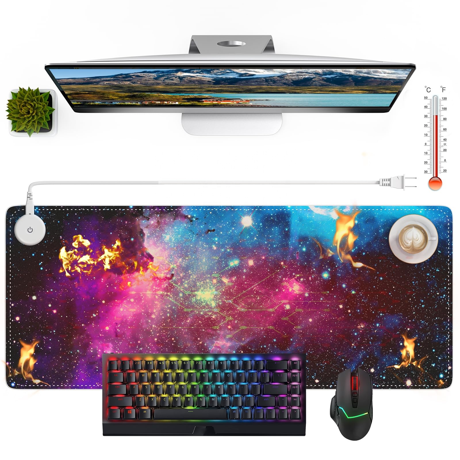 Heated Desk Pad Large,Warm Mouse Pad Gaming,Computer Desk Mat For Desktop,3 Levels Heating,Auto Shut Down,Leather Laptop 