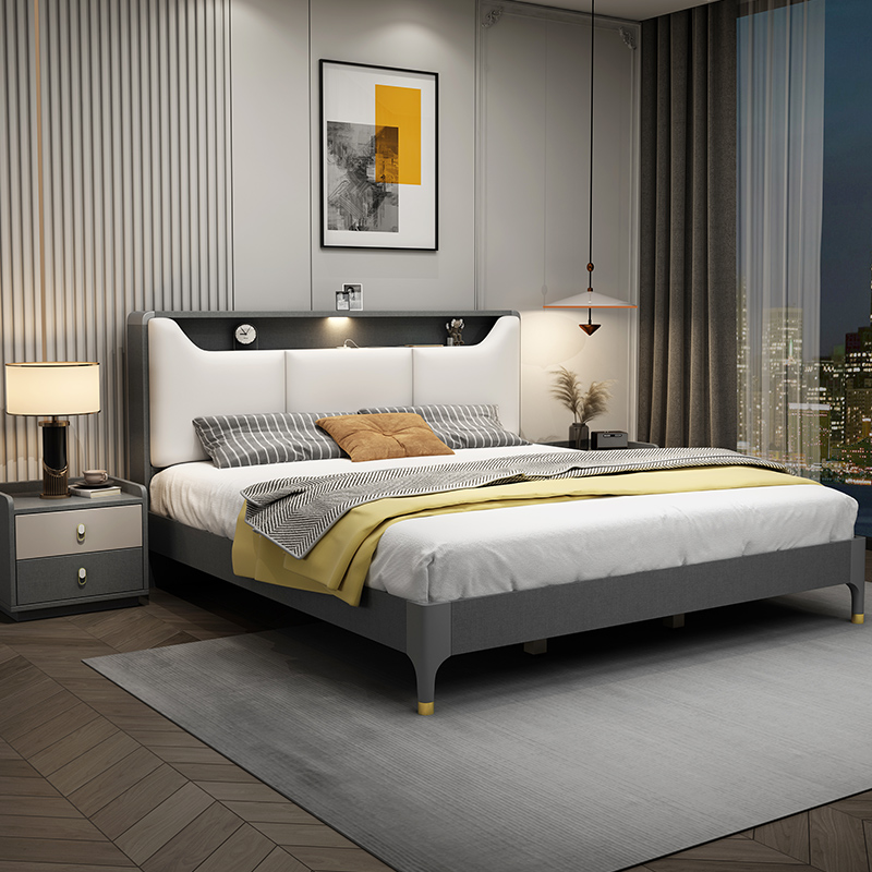 Modern Luxury Queen Solid Wooden Box Bed Designs Models Camas King Multifunctional Bed Frame Up-holstered Beds 