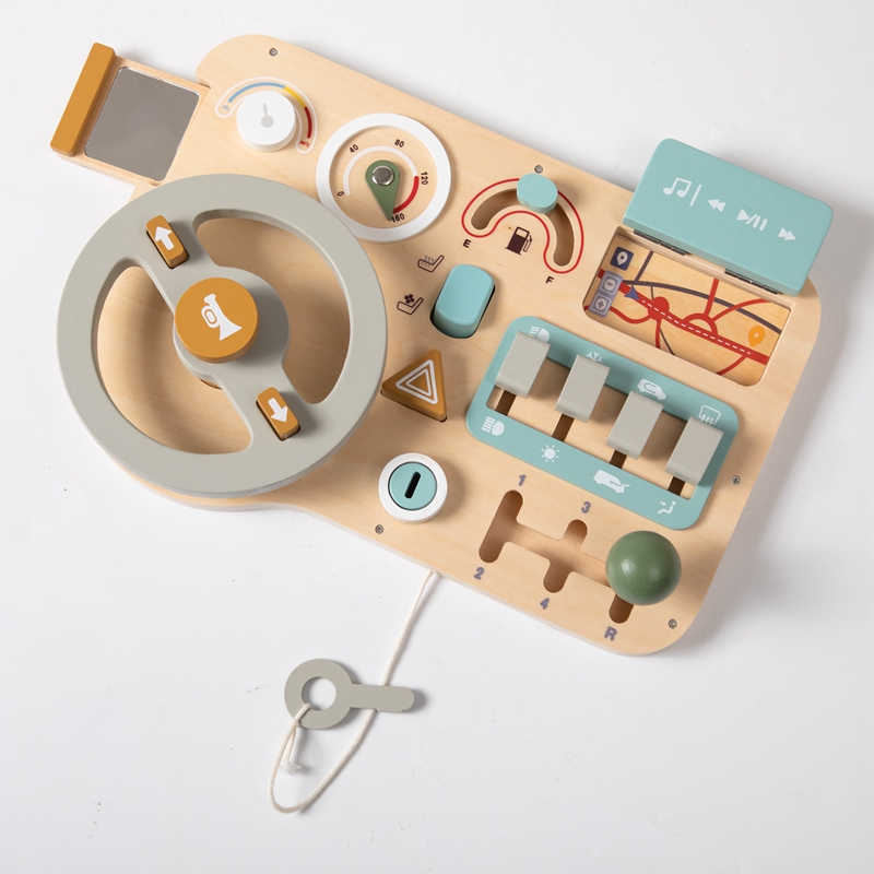 Montessori Busy Board Wooden Educational Toy Sensory Driving Learning Steering Wheel For Children Aged 3 Years And Above 