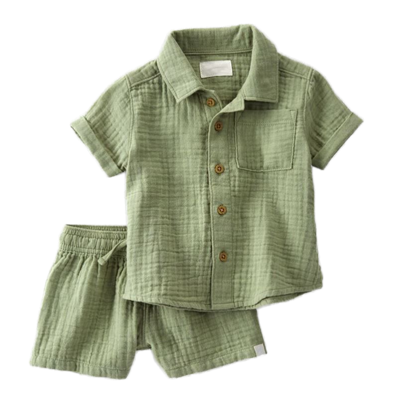 Children Sets Toddler Girl And 9-year-old Boy&#39;s Casual Cotton Muslin Summer Pajamas Set Baby Clothing 