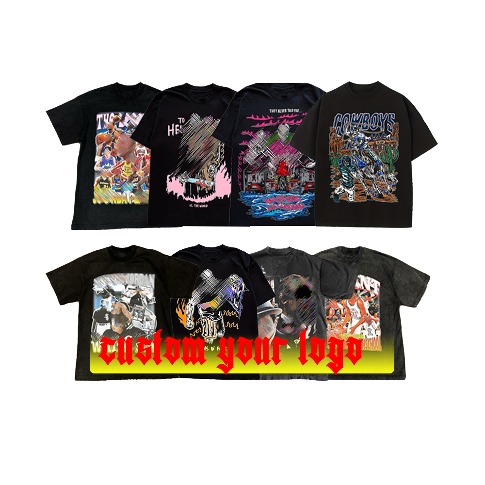 Custom High Quality Vintage Style Oversized Acid Wash T-shirts 100% Cotton Plus Size Men&#39;s Dtg Printing Graphic T Shirts 