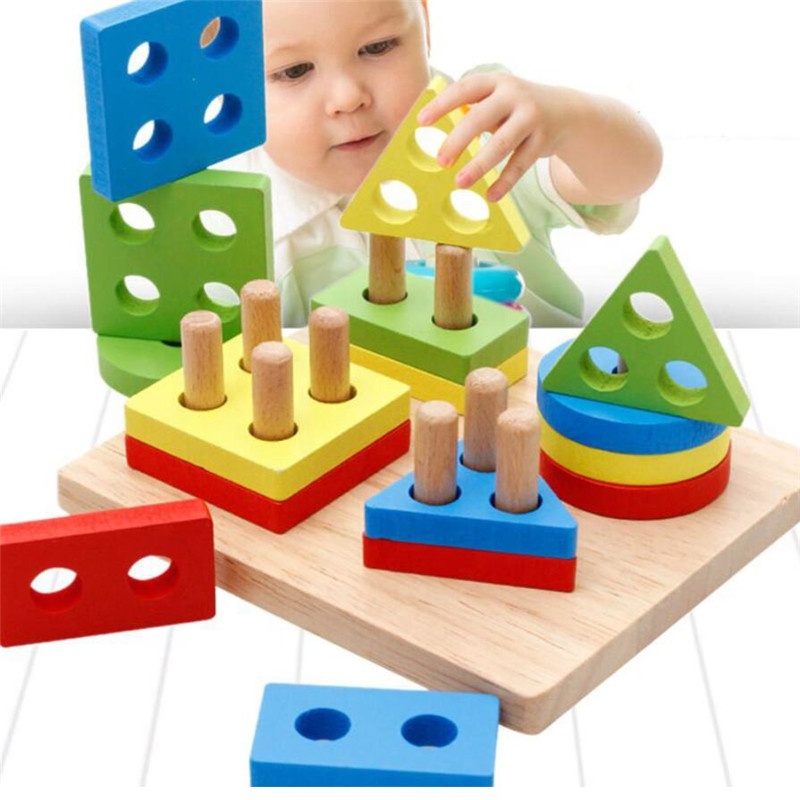 Montessori Educational Wooden Toys For Children Early Learning Exercise Hands-on Ability Geometric Shapes Matching Games 