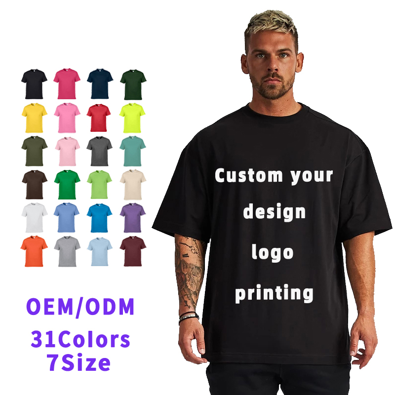 Custom Polyester Tshirt Wholesale Blank Men Brand Bulk Heavy Weight 100% Organic Supima Pima Cotton Unisex Quality Black T Shirt 