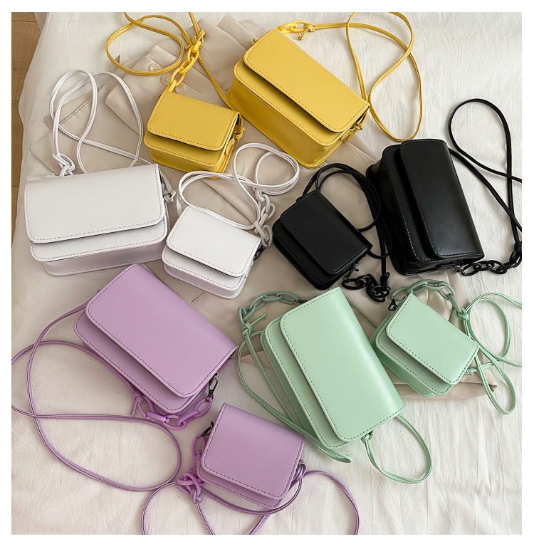 Women&#39;s Hot Sell Ladies Square Candy Color Simple Pu Leather Handbag Crossbody Shoulder Bag 
