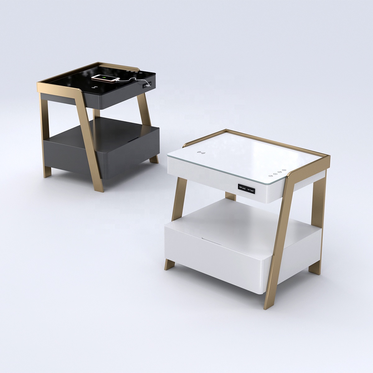 Modern Design Smart Home Furniture For Living Room With Wireless Charger Smart Bedside Table Smart Cabinet 