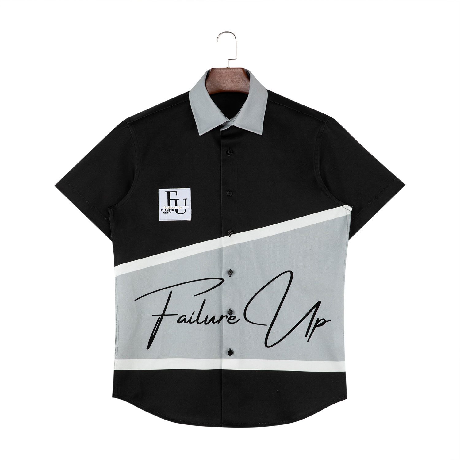 Original American Retro Embroidery Locomotive Graphic Print Short Sleeved Shirt Men&#39;s Fashion Summer Streetwear 