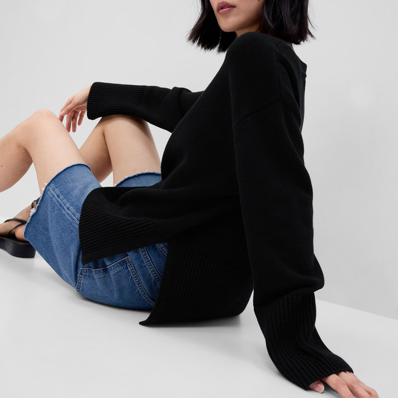 Wholesale 100% Cotton Women Sweater Pullover Women Loose Sweaters Ladies Pullover Knit Sweater 