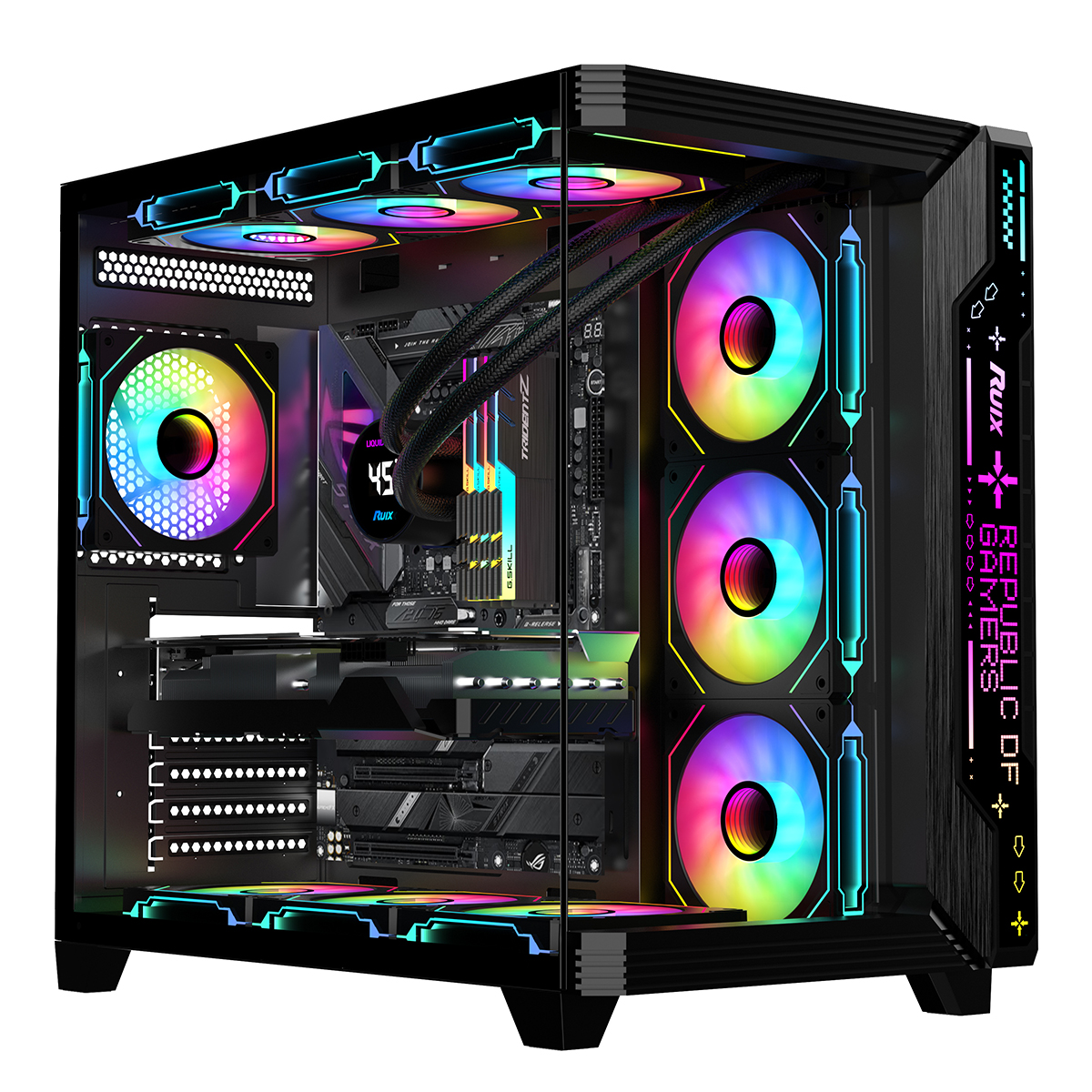 Ruix Aerospace Ultra Customizable Front Led Logo Oem Odm Gaming Pc Glass Case Atx Full Tower New Design Computer Gaming Case 