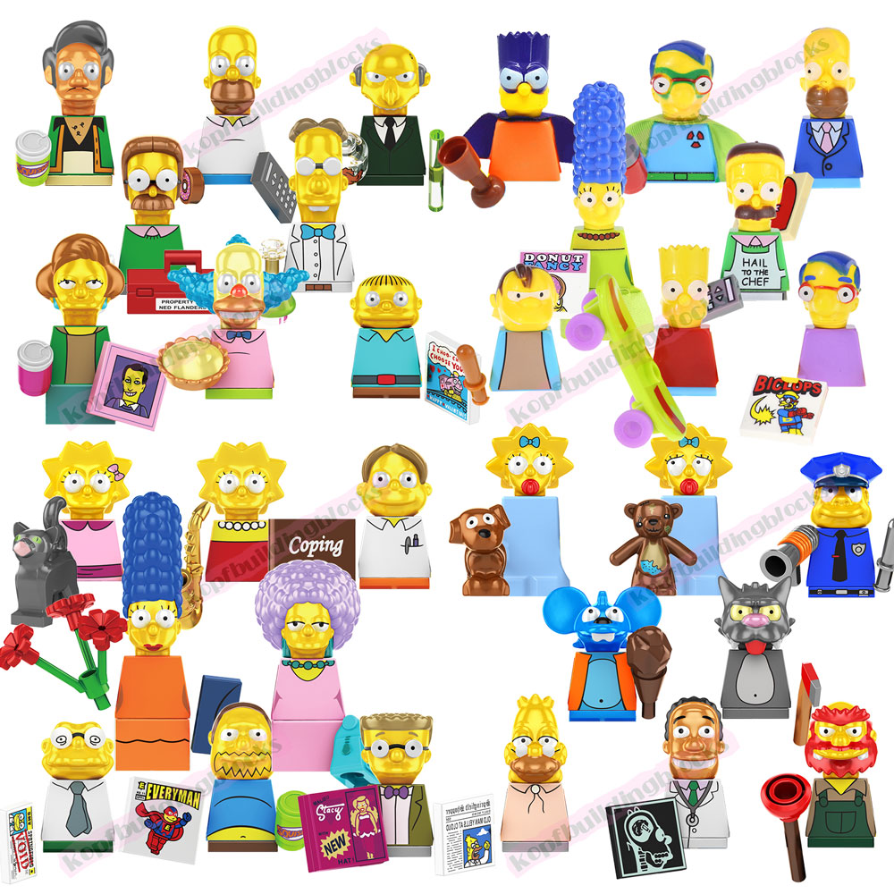 The Simpsons Family Block Figure Cartoon Anime Movie Homer Marge Bart Lisa Maggie Simpson Mini Building Block Figure Toy Bricks 