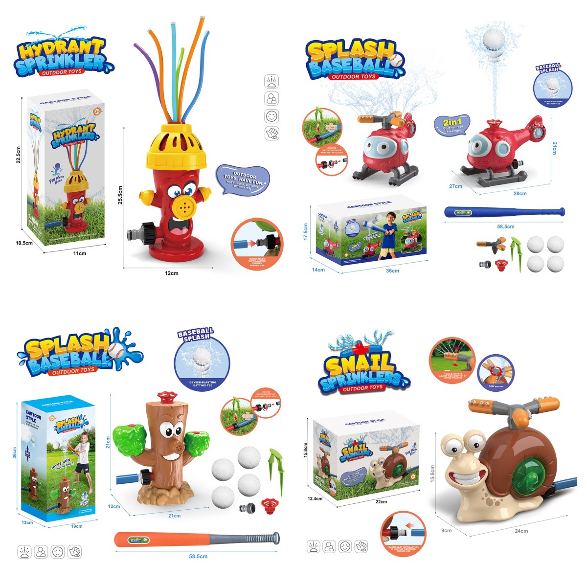 Syh139 Outdoor Water Sprinkler Toy For Kids Backyard Cactus Snail Sprinkler Toy With For Summer Outside Garden Lawn Spray Toys 