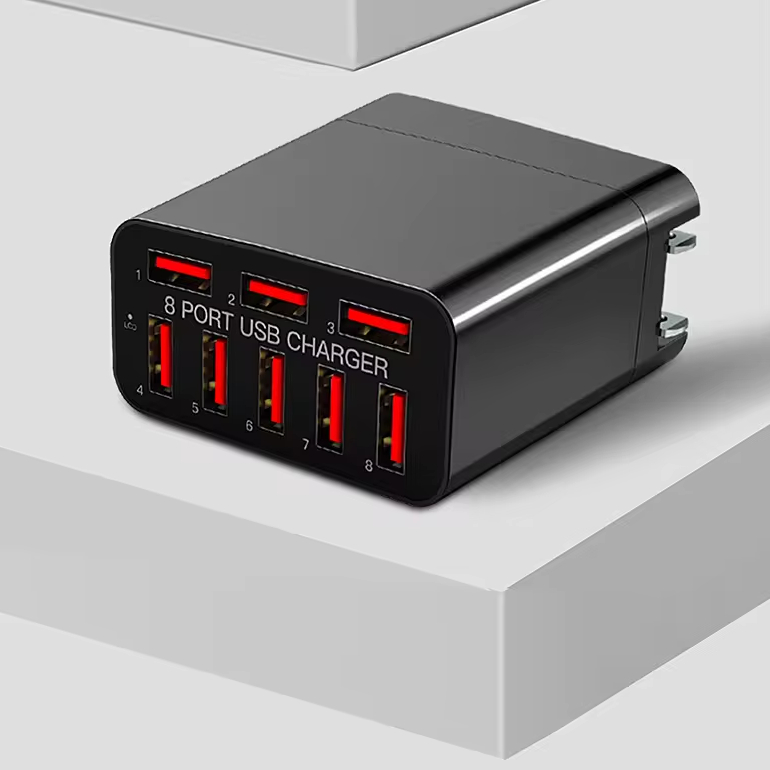 40w 8-port Usb Porous Phone Charger Foldable Portable Travel Fast Charging Plug Compatible With Multi Port 