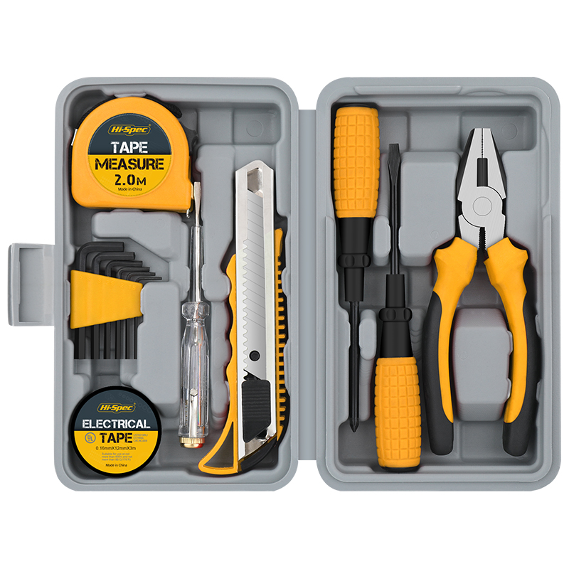 13pc Small Compact Home Office Basic Diy Hand Tool Kit Set. Household Improvement Repairs In A Portable Tool Box Case 