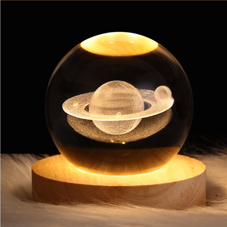 3d Art Crystal Ball Night Lamp Luminous Crystal Ball Decoration Solar System Led Night Lights Desktop Home Decor 