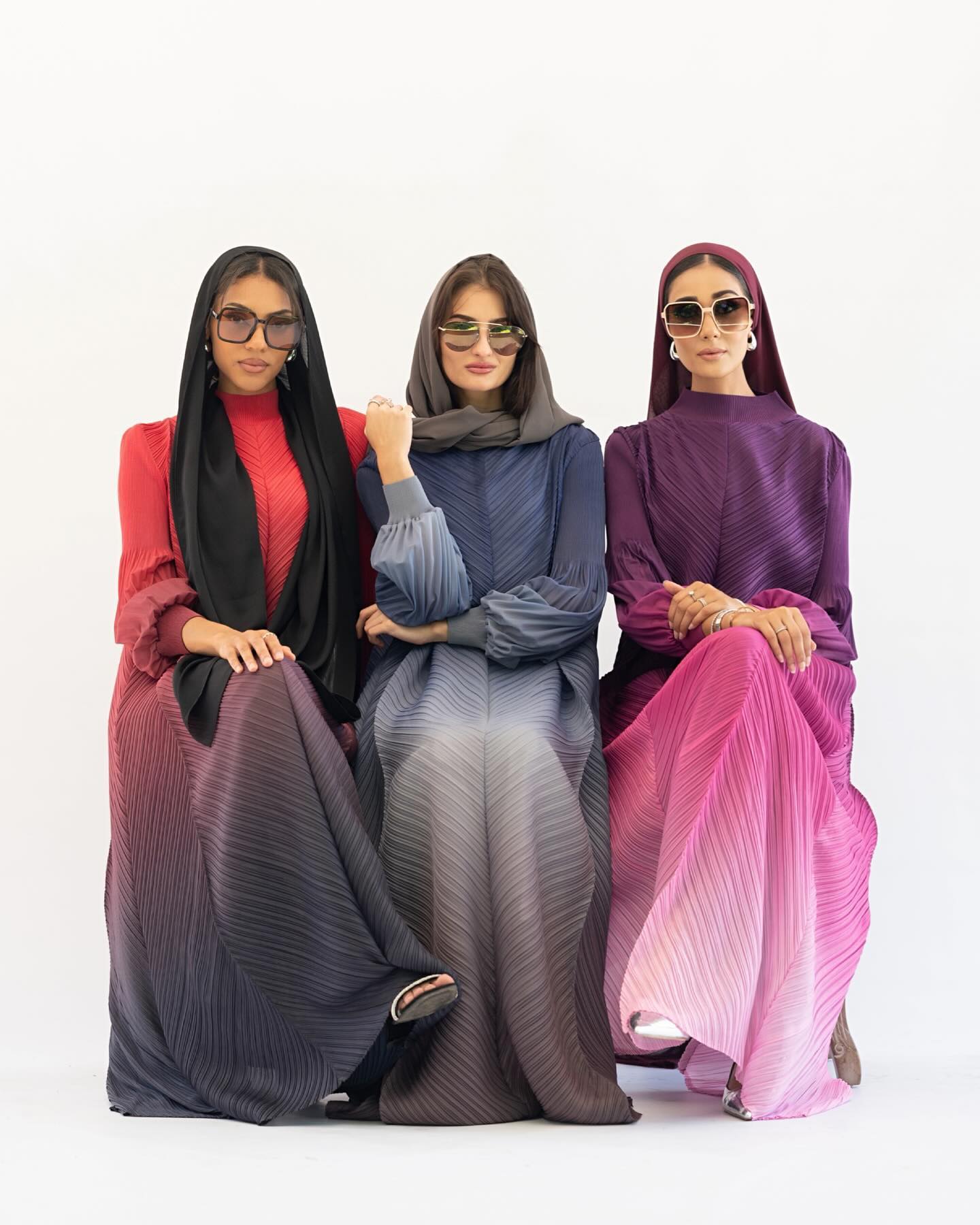 Oem Pleated Loose Plus Size Shawl Coat - Middle Eastern Women&#39;s Stylish Casual Gradient Color Belted Cardigan Long Coat 
