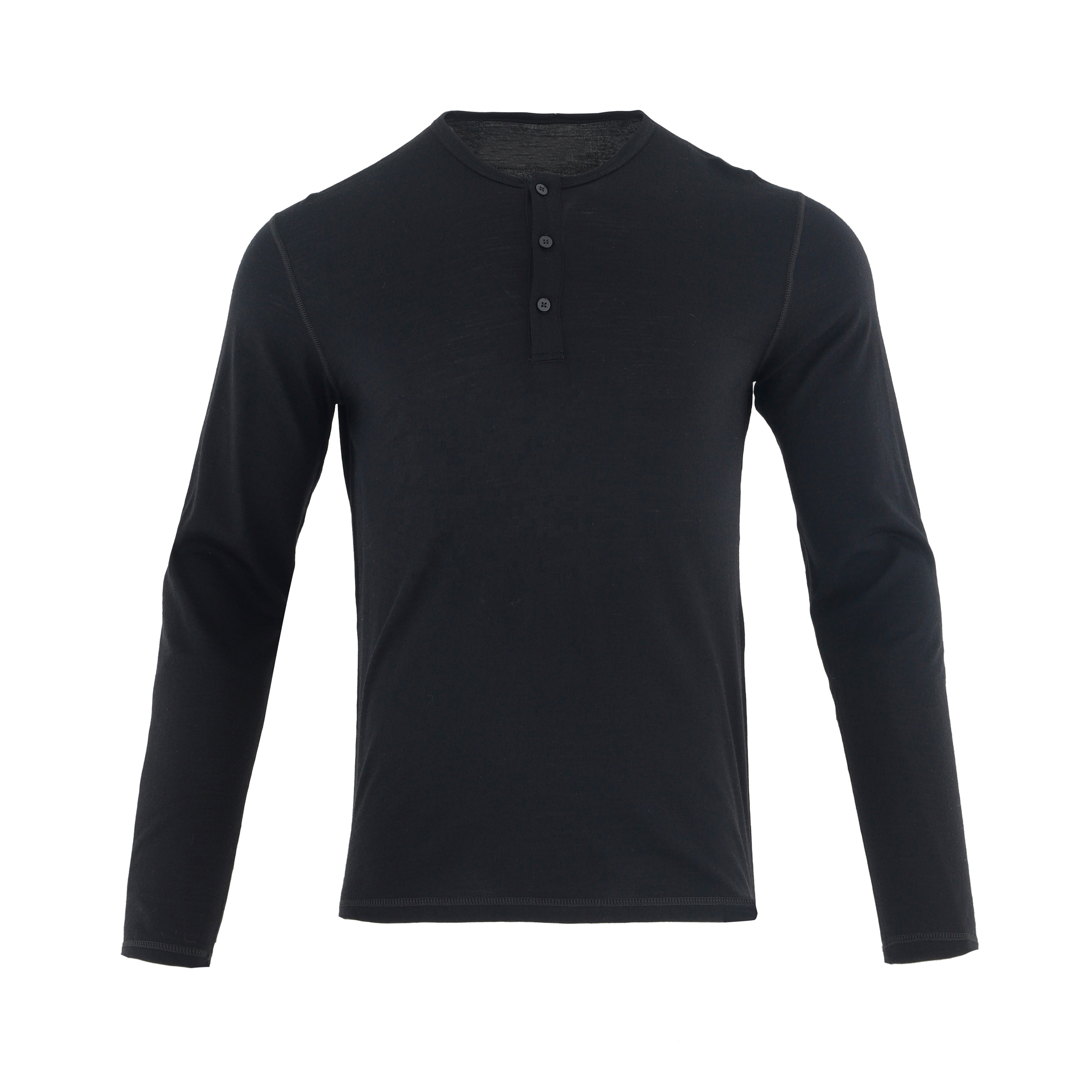 1/4 Button Merino Wool Men Crew Neck Breathable And Thermal Long Sleeve Shirt 