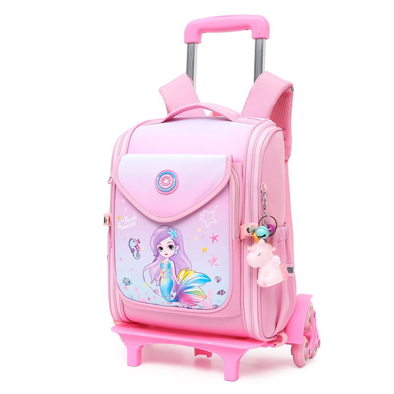 Wholesale 2023 Mochila Escolar Infantil Children Cartoon Wheels Children&#39;s Kids Trolley School Bag For Girls 