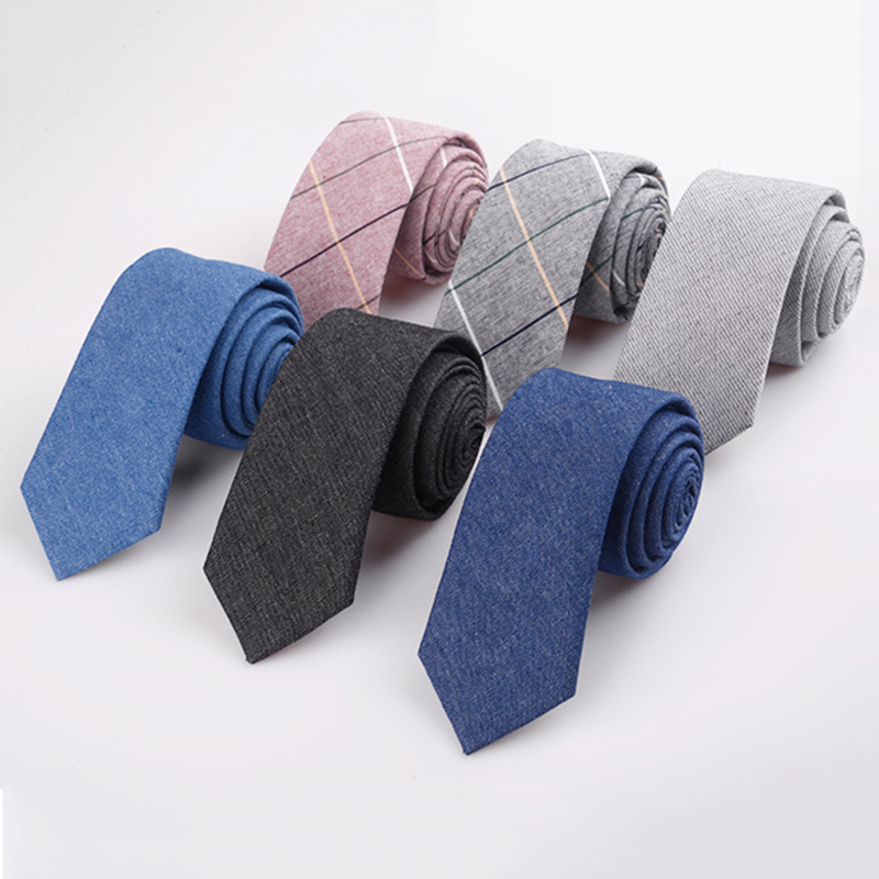 Men&#39;s Cotton Skinny Tie Handmade Striped Ties Fundamental Menswear 6cm (2.36inch) 