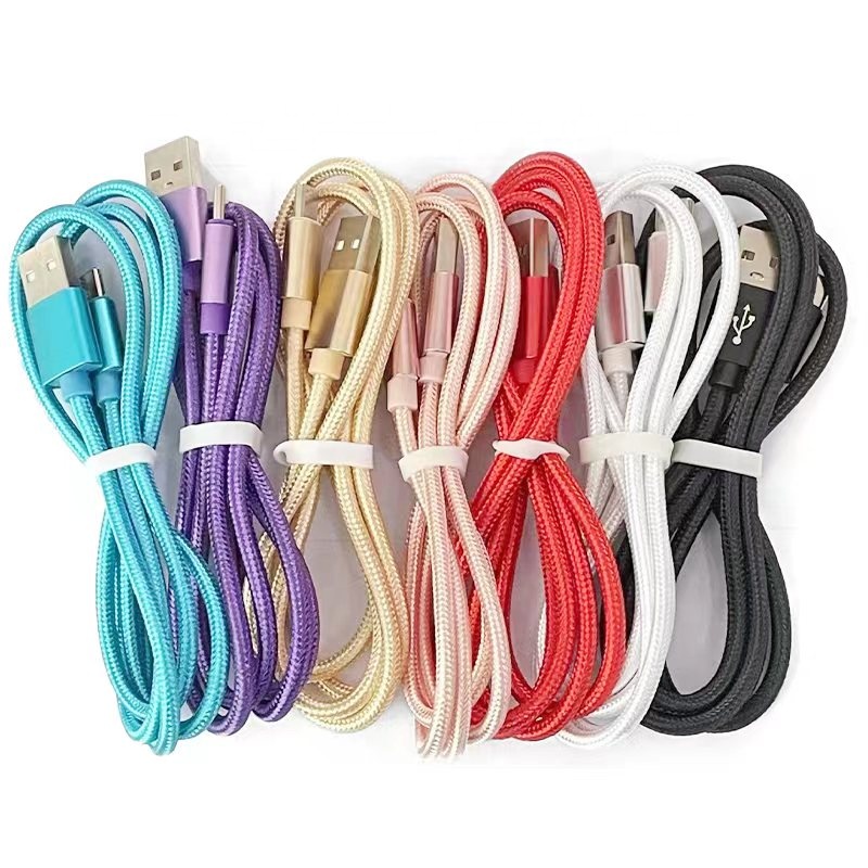 Custom 3ft 6ft 10ft Fast Charging Charger Data Cables Nylon Braided Usb Cable Type C Cable For Samsung Mobile Phones 