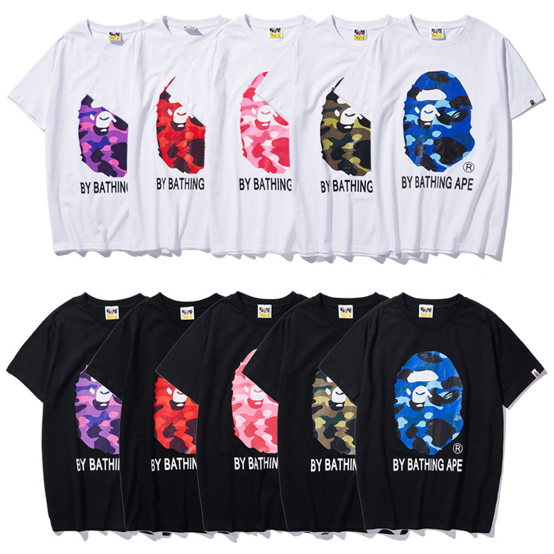 New Fashion Men&#39;s Casual T-shirt Multicolor Ape Printing Loose Round Neck Short Sleeve T-shirt 