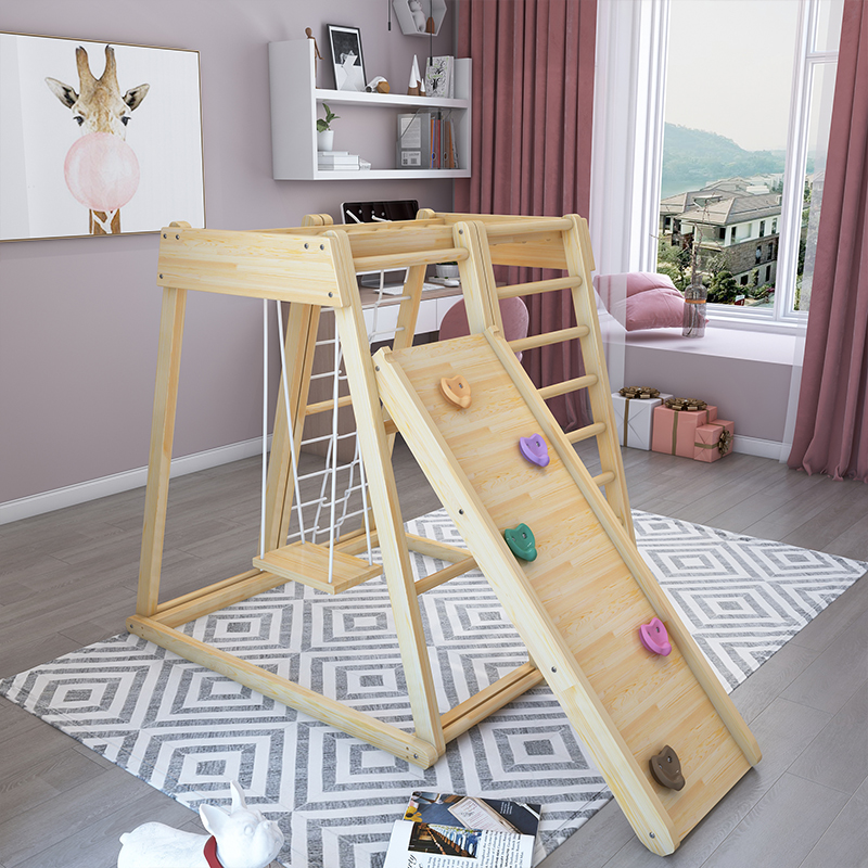 Indoor Kids Playground Of Solid Wood Large Climbing Frame Montessori Toys 