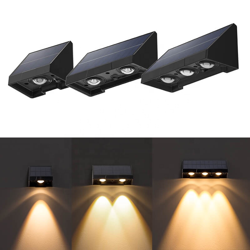 Outdoor Waterproof Wall Mounted Lamp Black Garden Landscape Energy Saving Led Solar Powered Wall Lights 