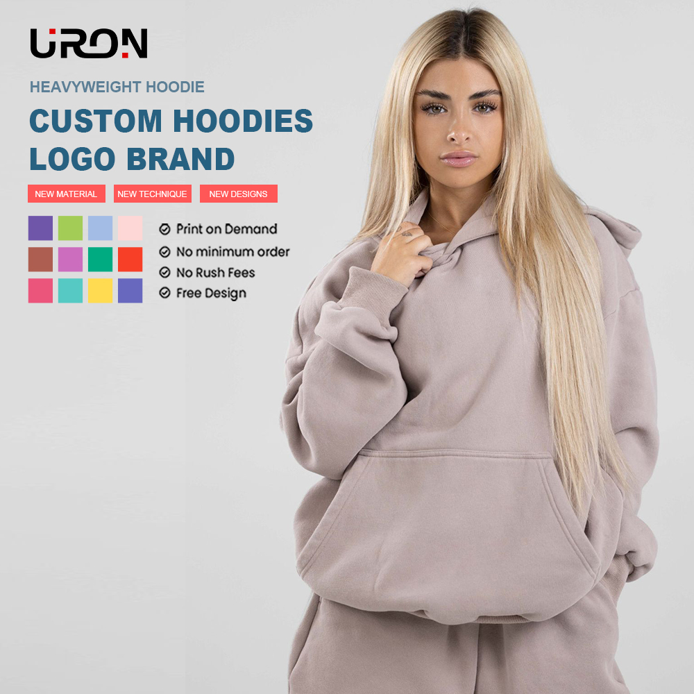 Uron Brand Luxury Quality Low Moq Free Design Heavyweight Oversized 100% Cotton Hoodie Custom Design Hoodies For Women&#39;s Hoodies 
