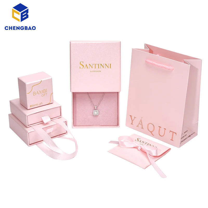 Custom Logo Printed Slide Drawer Paper Earring Necklace Bracelets Gift Packaging Boxes Jewelry 
