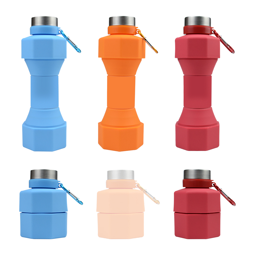 Dumbbell Shape Silicone Water Bottle Sports Large Capacity Collapsible Water Bottle 