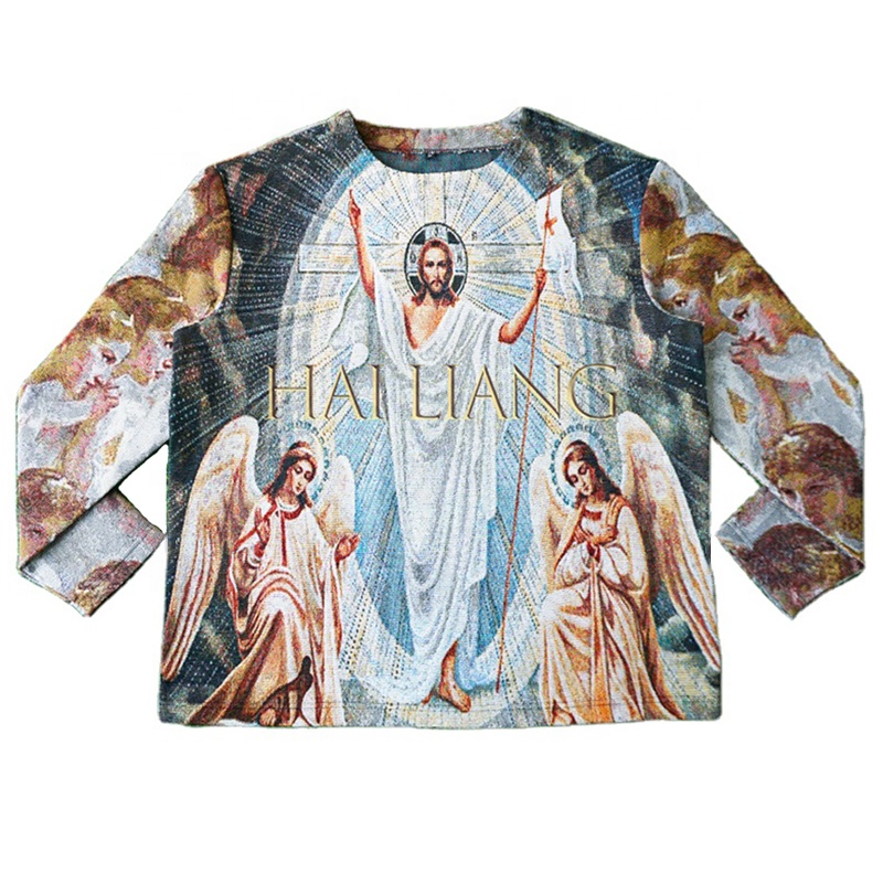 Fall 2023 Tapestry Crewneck Sweater Long Sleeve Fashion Streetwear Big Woman Clothes Oversized Women&#39;s Clothing 