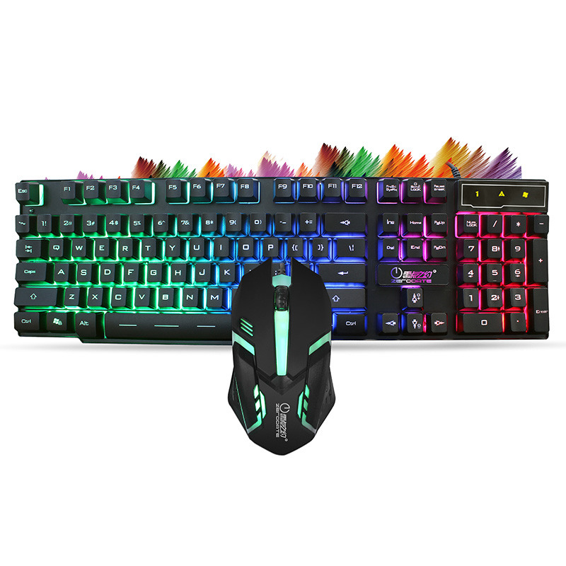 Zerodate K9 Mechanical Feel Keyboard And Mouse Set Game Computer Accessories Wired Light-emitting Keyboard And Mouse Factory 
